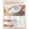 image:imageFamiware Meteor Plates and Bowls Sets for 4 12 Pieces Dinnerware Sets Microwave and Dishwasher Safe Dishes Set Blue GrayLight Gray