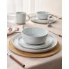 image:imageFamiware Meteor Plates and Bowls Sets for 4 12 Pieces Dinnerware Sets Microwave and Dishwasher Safe Dishes Set Blue GrayLight Gray