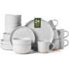 image:imageFamiware Meteor Plates and Bowls Sets for 4 12 Pieces Dinnerware Sets Microwave and Dishwasher Safe Dishes Set Blue GrayLight Gray