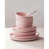 image:imageFamiware Meteor Plates and Bowls Sets for 4 12 Pieces Dinnerware Sets Microwave and Dishwasher Safe Dishes Set Blue GrayLight Pink