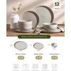 image:imageFamiware Meteor Plates and Bowls Sets for 4 12 Pieces Dinnerware Sets Microwave and Dishwasher Safe Dishes Set Blue GrayMatcha Green