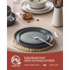 image:imageFamiware Meteor Plates and Bowls Sets for 4 12 Pieces Dinnerware Sets Microwave and Dishwasher Safe Dishes Set Blue GrayMatte Beige White  Matte Dark Charcoal