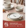 image:imageFamiware Meteor Plates and Bowls Sets for 4 12 Pieces Dinnerware Sets Microwave and Dishwasher Safe Dishes Set Blue GrayMatte Beige White
