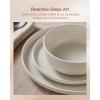 image:imageFamiware Meteor Plates and Bowls Sets for 4 12 Pieces Dinnerware Sets Microwave and Dishwasher Safe Dishes Set Blue GrayMatte Beige White