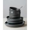 image:imageFamiware Meteor Plates and Bowls Sets for 4 12 Pieces Dinnerware Sets Microwave and Dishwasher Safe Dishes Set Blue GrayMatte Dark Charcoal