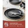 image:imageFamiware Meteor Plates and Bowls Sets for 4 12 Pieces Dinnerware Sets Microwave and Dishwasher Safe Dishes Set Blue GrayMatte Dark Charcoal