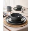 image:imageFamiware Meteor Plates and Bowls Sets for 4 12 Pieces Dinnerware Sets Microwave and Dishwasher Safe Dishes Set Blue GrayMatte Dark Charcoal