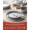 image:imageFamiware Meteor Plates and Bowls Sets for 4 12 Pieces Dinnerware Sets Microwave and Dishwasher Safe Dishes Set Blue GrayMulticolor