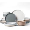 image:imageFamiware Meteor Plates and Bowls Sets for 4 12 Pieces Dinnerware Sets Microwave and Dishwasher Safe Dishes Set Blue GrayMulticolor