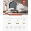 image:imageFamiware Meteor Plates and Bowls Sets for 4 12 Pieces Dinnerware Sets Microwave and Dishwasher Safe Dishes Set Blue GrayMulticolor