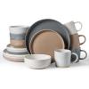 image:imageFamiware Meteor Plates and Bowls Sets for 4 12 Pieces Dinnerware Sets Microwave and Dishwasher Safe Dishes Set Blue GrayMulticolor