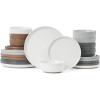 image:imageFamiware Meteor Plates and Bowls Sets for 4 12 Pieces Dinnerware Sets Microwave and Dishwasher Safe Dishes Set Blue GrayMulticolor