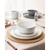 image:imageFamiware Meteor Plates and Bowls Sets for 4 12 Pieces Dinnerware Sets Microwave and Dishwasher Safe Dishes Set Blue GrayMulticolor