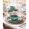 image:imageFamiware Meteor Plates and Bowls Sets for 4 12 Pieces Dinnerware Sets Microwave and Dishwasher Safe Dishes Set Blue GrayPeacock Green