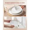 image:imageFamiware Meteor Plates and Bowls Sets for 4 12 Pieces Dinnerware Sets Microwave and Dishwasher Safe Dishes Set Blue GrayWhite  Cinnamon Brown