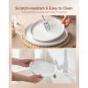 image:imageFamiware Meteor Plates and Bowls Sets for 4 12 Pieces Dinnerware Sets Microwave and Dishwasher Safe Dishes Set Blue GrayWhite  Dark Gray