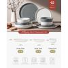 image:imageFamiware Meteor Plates and Bowls Sets for 4 12 Pieces Dinnerware Sets Microwave and Dishwasher Safe Dishes Set Blue GrayWhite  Dark Gray