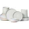 image:imageFamiware Meteor Plates and Bowls Sets for 4 12 Pieces Dinnerware Sets Microwave and Dishwasher Safe Dishes Set Blue GrayWhite