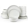 image:imageFamiware Meteor Plates and Bowls Sets for 4 12 Pieces Dinnerware Sets Microwave and Dishwasher Safe Dishes Set Blue GrayWhite