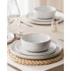 image:imageFamiware Meteor Plates and Bowls Sets for 4 12 Pieces Dinnerware Sets Microwave and Dishwasher Safe Dishes Set Blue GrayWhite