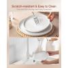 image:imageFamiware Meteor Plates and Bowls Sets for 4 12 Pieces Dinnerware Sets Microwave and Dishwasher Safe Dishes Set Blue GrayWhite