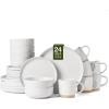 image:imageFamiware Meteor Plates and Bowls Sets for 4 12 Pieces Dinnerware Sets Microwave and Dishwasher Safe Dishes Set Blue GrayWhite