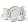 image:imageFamiware Meteor Plates and Bowls Sets for 4 12 Pieces Dinnerware Sets Microwave and Dishwasher Safe Dishes Set Blue GrayWhite