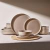 image:imageFamiware Meteor Plates and Bowls Sets for 4 12 Pieces Dinnerware Sets Microwave and Dishwasher Safe Dishes Set Blue GrayCinnamon Brown