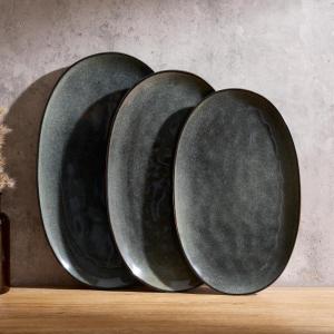 image:imagefamiware Serving Platter Oval 1559143129 inch Serving Dishes for Entertaining Serving Bowls Microwave Safe Stonware Serving Trays for Party Turkey Cheese Ocean Series Cinnamon BrownDeep Forest