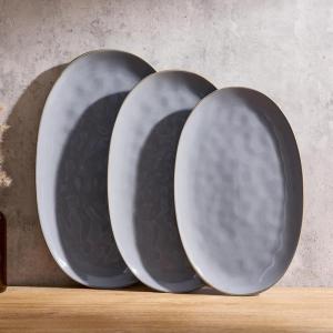 image:imagefamiware Serving Platter Oval 1559143129 inch Serving Dishes for Entertaining Serving Bowls Microwave Safe Stonware Serving Trays for Party Turkey Cheese Ocean Series Cinnamon BrownDark Gray