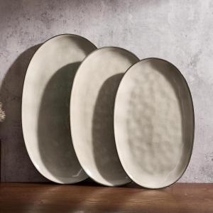 image:imagefamiware Serving Platter Oval 1559143129 inch Serving Dishes for Entertaining Serving Bowls Microwave Safe Stonware Serving Trays for Party Turkey Cheese Ocean Series Cinnamon BrownLight khaki