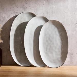 image:imagefamiware Serving Platter Oval 1559143129 inch Serving Dishes for Entertaining Serving Bowls Microwave Safe Stonware Serving Trays for Party Turkey Cheese Ocean Series Cinnamon BrownGray