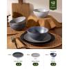image:imageFamiware Venus Speckled Dinnerware Set with Pasta Bowls Service for 6 24 Pieces Stoneware Plates and Double Bowls Sets Microwave amp DishwasherSafe Dishes with Trim Matte Dark GreenMulticolor