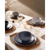 image:imageFamiware Venus Speckled Dinnerware Set with Pasta Bowls Service for 6 24 Pieces Stoneware Plates and Double Bowls Sets Microwave amp DishwasherSafe Dishes with Trim Matte Dark GreenMulticolor