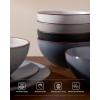image:imageFamiware Venus Speckled Dinnerware Set with Pasta Bowls Service for 6 24 Pieces Stoneware Plates and Double Bowls Sets Microwave amp DishwasherSafe Dishes with Trim Matte Dark GreenMulticolor