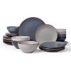 image:imageFamiware Venus Speckled Dinnerware Set with Pasta Bowls Service for 6 24 Pieces Stoneware Plates and Double Bowls Sets Microwave amp DishwasherSafe Dishes with Trim Matte Dark GreenMulticolor