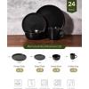 image:imageFamiware Mercury Dinnerware Sets with Mugs Service for 4 16 Pieces Plates and Bowls Sets Microwave and Dishwasher Safe Dishes Set CharcoalMatte Black
