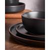 image:imageFamiware Mercury Dinnerware Sets with Mugs Service for 4 16 Pieces Plates and Bowls Sets Microwave and Dishwasher Safe Dishes Set CharcoalMatte Black