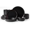 image:imageFamiware Mercury Dinnerware Sets with Mugs Service for 4 16 Pieces Plates and Bowls Sets Microwave and Dishwasher Safe Dishes Set CharcoalMatte Black