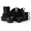 image:imageFamiware Mercury Dinnerware Sets with Mugs Service for 4 16 Pieces Plates and Bowls Sets Microwave and Dishwasher Safe Dishes Set CharcoalMatte Black