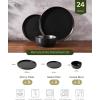 image:imageFamiware Mercury Dinnerware Sets with Mugs Service for 4 16 Pieces Plates and Bowls Sets Microwave and Dishwasher Safe Dishes Set CharcoalMatte Black