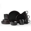 image:imageFamiware Mercury Dinnerware Sets with Mugs Service for 4 16 Pieces Plates and Bowls Sets Microwave and Dishwasher Safe Dishes Set CharcoalMatte Black
