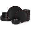image:imageFamiware Mercury Dinnerware Sets with Mugs Service for 4 16 Pieces Plates and Bowls Sets Microwave and Dishwasher Safe Dishes Set CharcoalMatte Black