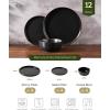 image:imageFamiware Mercury Dinnerware Sets with Mugs Service for 4 16 Pieces Plates and Bowls Sets Microwave and Dishwasher Safe Dishes Set CharcoalMatte Black