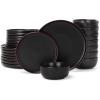 image:imageFamiware Mercury Dinnerware Sets with Mugs Service for 4 16 Pieces Plates and Bowls Sets Microwave and Dishwasher Safe Dishes Set CharcoalMatte Black
