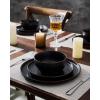 image:imageFamiware Mercury Dinnerware Sets with Mugs Service for 4 16 Pieces Plates and Bowls Sets Microwave and Dishwasher Safe Dishes Set CharcoalMatte Black