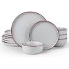 image:imageFamiware Mercury Dinnerware Sets with Mugs Service for 4 16 Pieces Plates and Bowls Sets Microwave and Dishwasher Safe Dishes Set CharcoalLight Grey