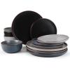 image:imageFamiware Mercury Dinnerware Sets with Mugs Service for 4 16 Pieces Plates and Bowls Sets Microwave and Dishwasher Safe Dishes Set CharcoalMulticolor