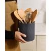image:imagefamiware Ocean Utensil Holder 7258 Ceramic Kitchen Utensil Holder for Countertop Cooking Utensil Crocks Utensil Organizer for Spatula amp Spoon Kitchen Decor Set of 2 Matte WhiteMatte Dark Charcoal
