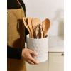 image:imagefamiware Ocean Utensil Holder 7258 Ceramic Kitchen Utensil Holder for Countertop Cooking Utensil Crocks Utensil Organizer for Spatula amp Spoon Kitchen Decor Set of 2 Matte WhiteMatte White